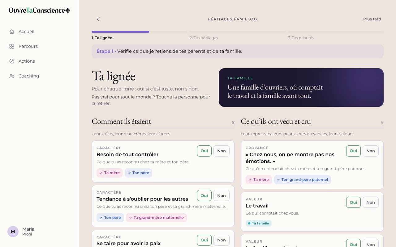 Un outil de la méthode : tu coches ce qui te parle